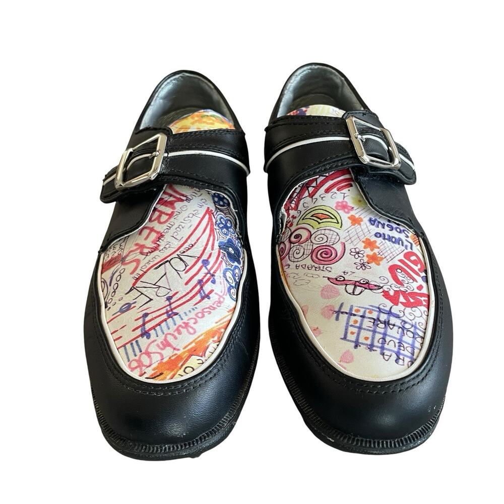 FOOTJOY TC Women's Size 6.5M Black Multicolor Leather Graffiti Oxford Golf Shoes - Picture 2 of 10